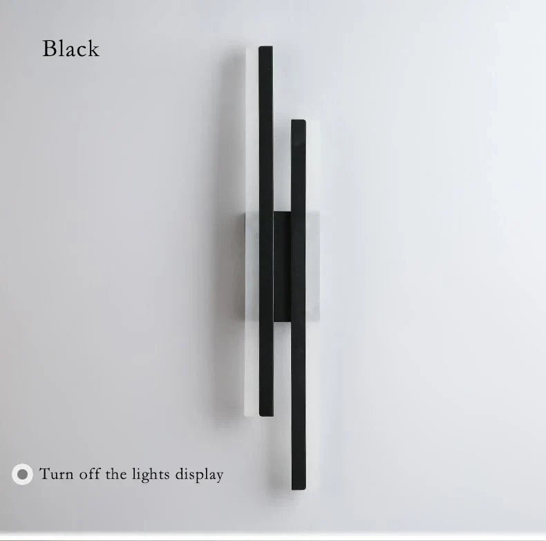 Modern LED Wall Lamp – Black & Gold Acrylic Wall Sconce for Living Room, Bedroom, and Interior Decor