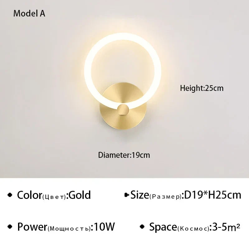 Modern Nordic LED Wall Lamp – Elegant Ring Light Fixture for Bedroom, Living Room, and Hotel Décor