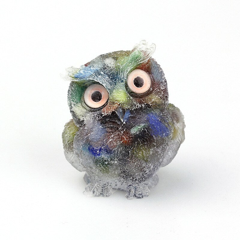 Natural Crystal Owl Figurine: Handmade Collector's Item