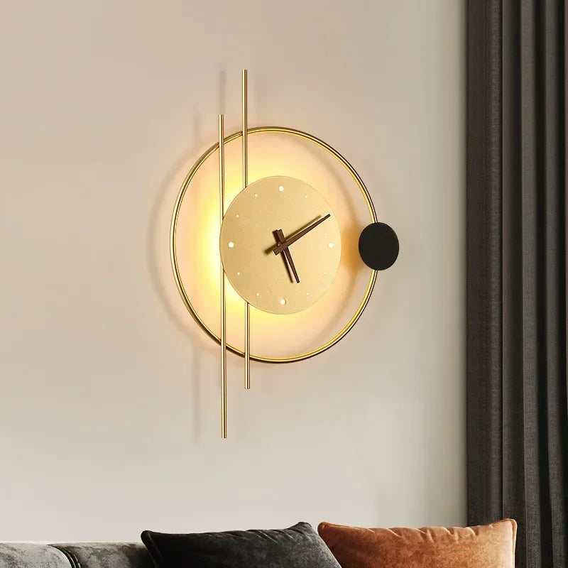Modern LED Clock Wall Lamp – Stylish Wall-Mounted Light for Bedroom, Living Room, and Home Décor