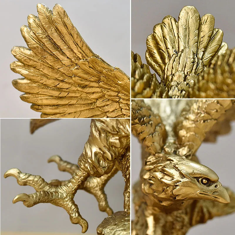 Resin Golden Eagle Statue Art Animal Model Collection Ornament Home Office Desk Feng Shui Decor Figures simple