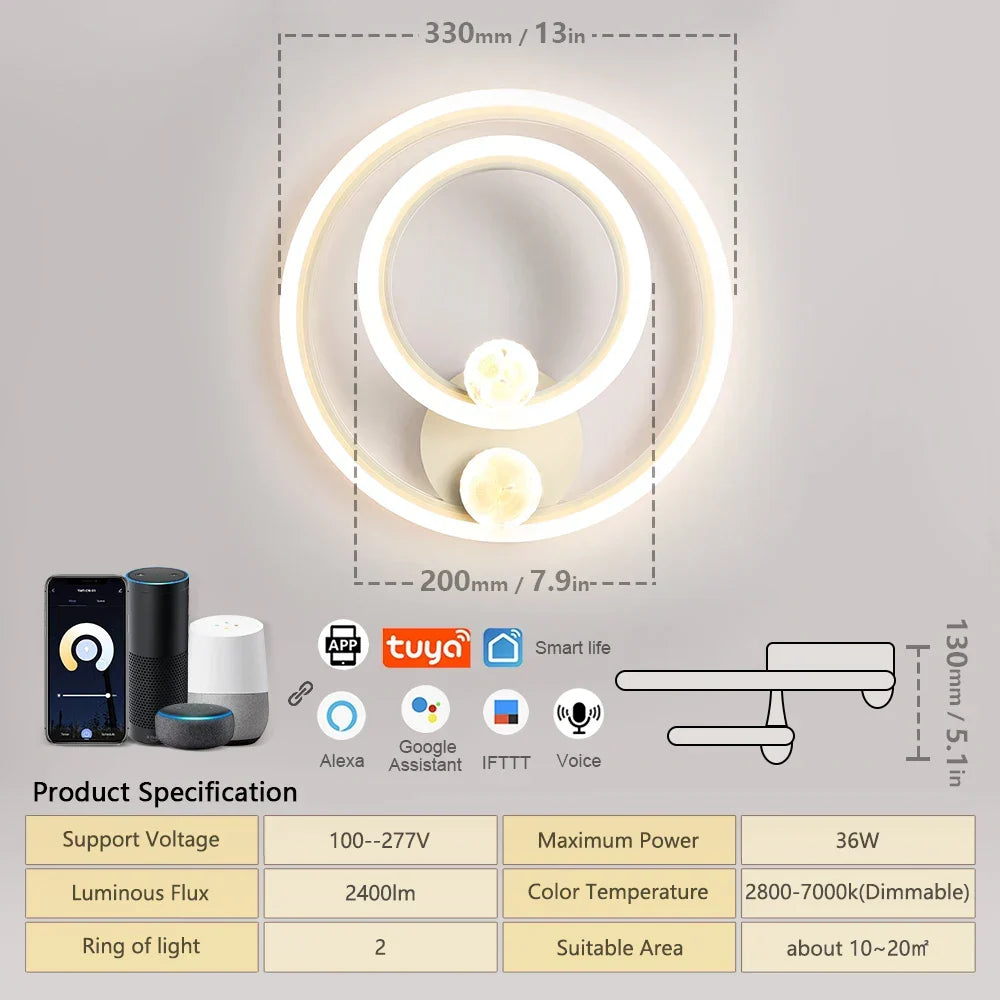 Modern LED Wall Lamp – Adjustable 3-Color Light Fixture for Bedroom, Living Room, Balcony, and Indoor Home Decor