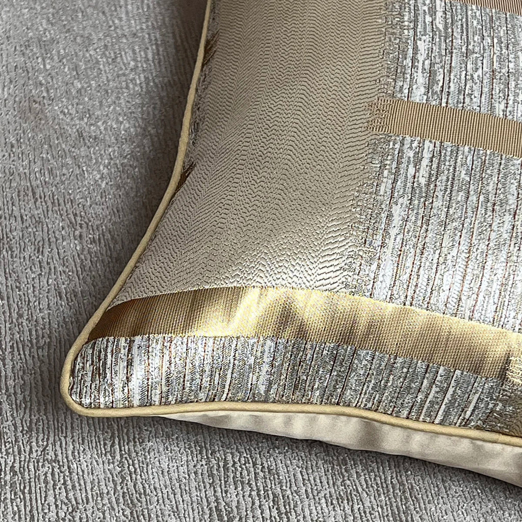 Shiny Golden Silver Stripe Jacquard Cushion Cushion Covers 45x45cm Pillow Cases Square Cover For Sofa Throw Cushions Light Luxury Nordic Home Decor | Vinantica