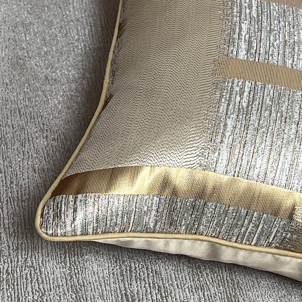 Shiny Golden Silver Stripe Jacquard Cushion Cushion Covers 45x45cm Pillow Cases Square Cover For Sofa Throw Cushions Light Luxury Nordic Home Decor | Vinantica