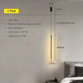 Modern LED Long Pendant Light for Dining Room, Bedroom & Living Room – Touch Switch, Aluminum Hanging Lamp, White & Black Lampshade