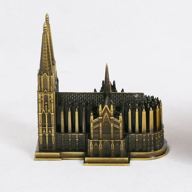 Cologne Cathedral Model Metal Antique Bronze Germany Cologne Cathedral Building Figurine World Famous Landmark Architecture Decoration