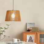 Modern Japanese Birdcage Pendant Lamp – Wooden Bucket Chandelier for Living Room, Bedroom, and Bar Décor