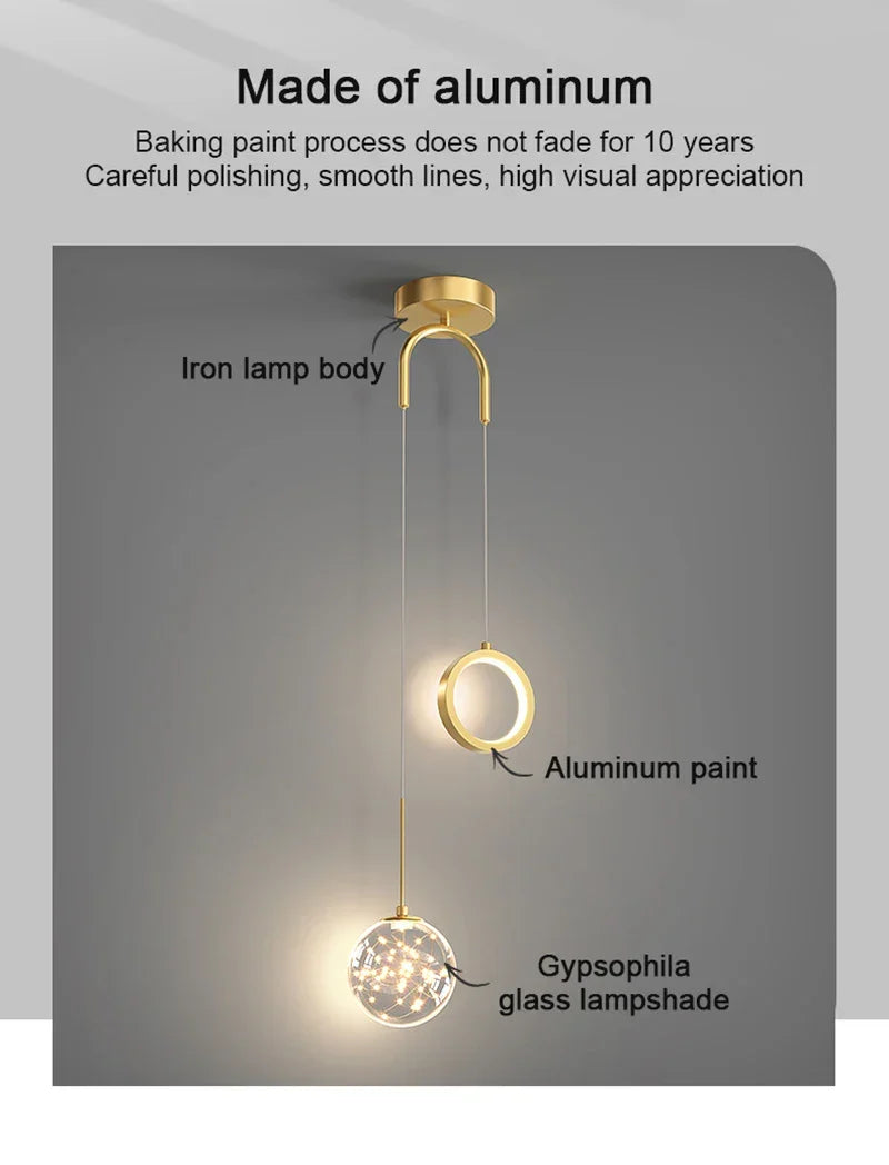 Modern LED Pendant Light – 2-Way Indoor Hanging Lamp for Living Room, Bedroom, Dining Table with Adjustable 3 Light Colors