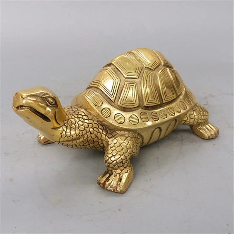 Brass Feng Shui Turtle Statue Lucky Animal Sculpture for Longevity Home Office Decoration Figurine Gift Study Ornament