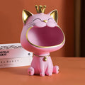 Fortune Crown Big Mouth Cat Entrance Key Holder Decorative Ornament, Light Luxury Housewarming Gift Sculpture