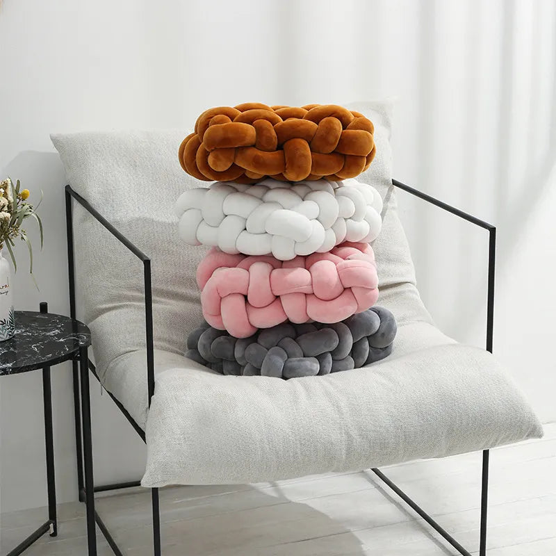 Living Room Soft Plush Knot Pillow Sofa Pillow Solid Color Square Handwoven Home Throw Pillow Square Woven Seat Cushion Pillow