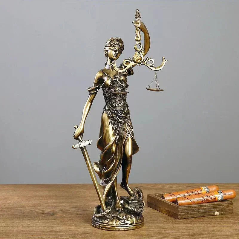 ERMAKOVA European antique bronze Greek goddess of justice statue Fair Angels resin sculpture ornaments desktop home decoration gift