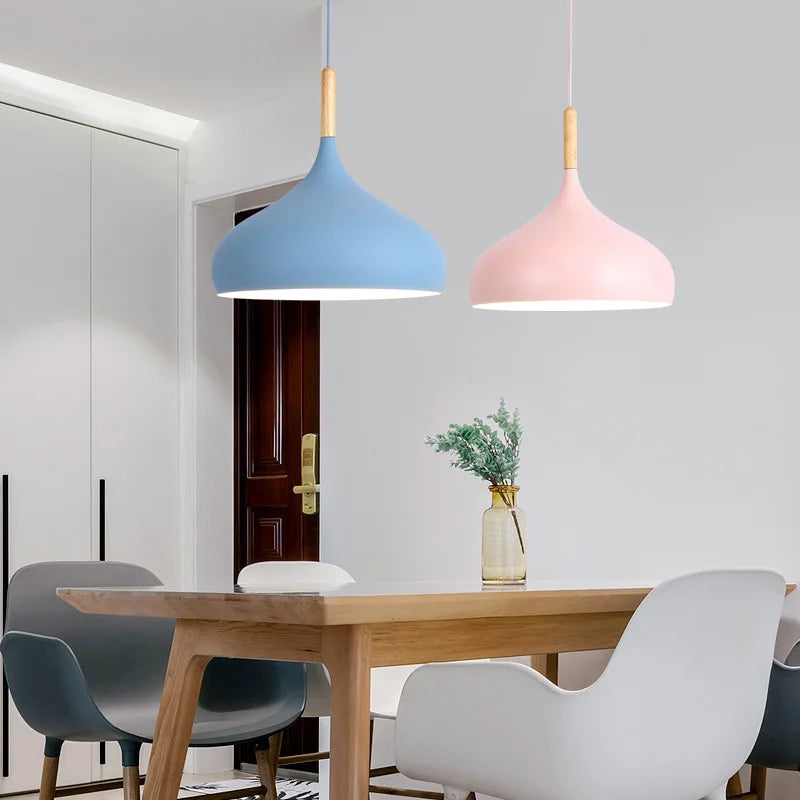 Modern Macaron Pendant Lamp – Colorful LED Chandelier for Bedroom, Restaurant, Office & Living Room – Adjustable Aluminum Hanging Light