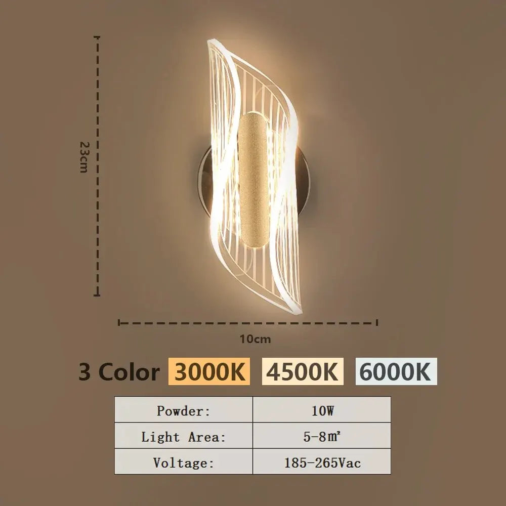 Modern LED Wall Lamp – Adjustable 3-Color Light Fixture for Bedroom, Living Room, Balcony, and Indoor Home Decor