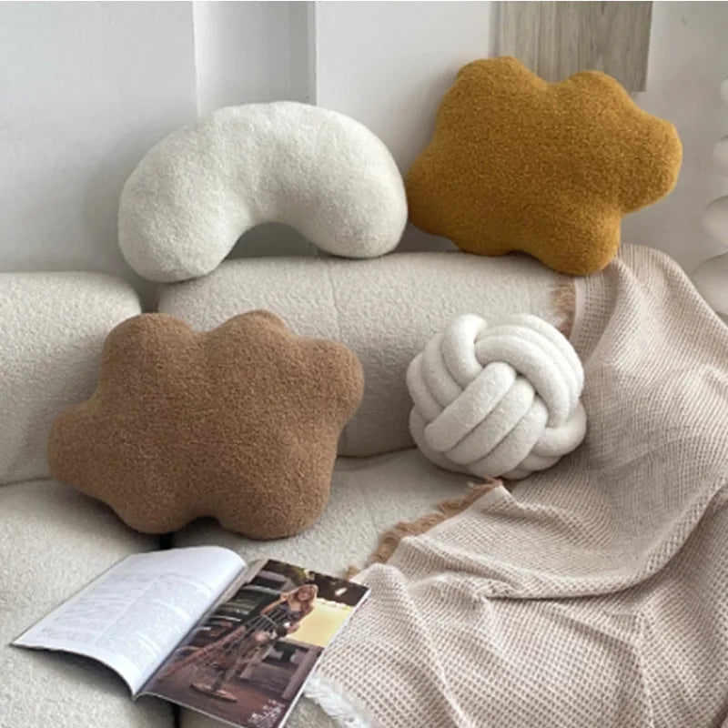 Nordic Bouclé Abstract Cushion – Minimalist Plush Pillow | Vinantica