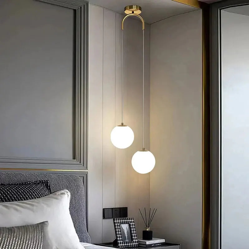Modern Glass LED Pendant Light – Nordic Style Hanging Lamp for Living Room, Bedroom, Restaurant, and Bar, 220V AC, Indoor Lighting Fixture