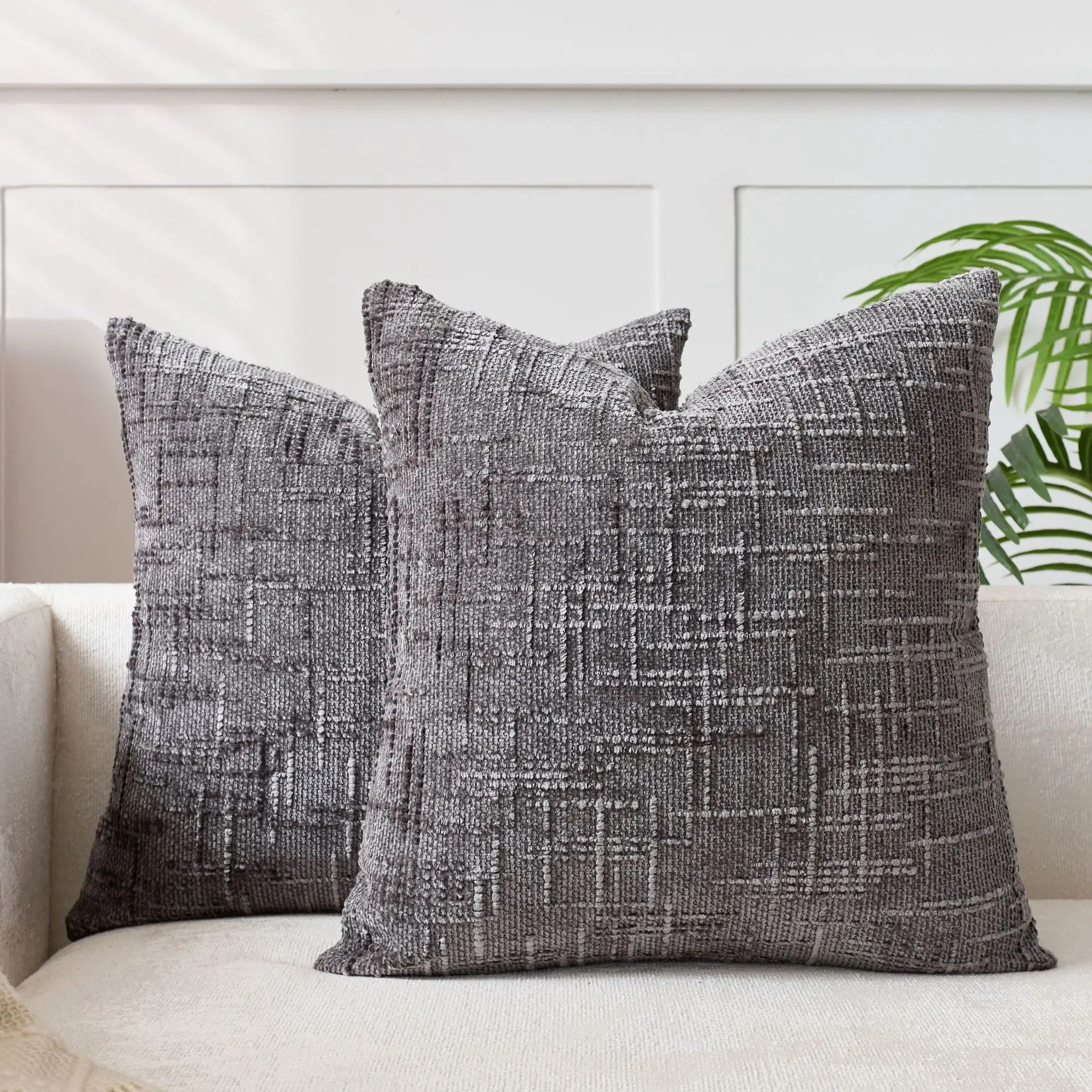 Chenille Cushion with Bamboo Texture in Solid Color for Sofa and Bedroom