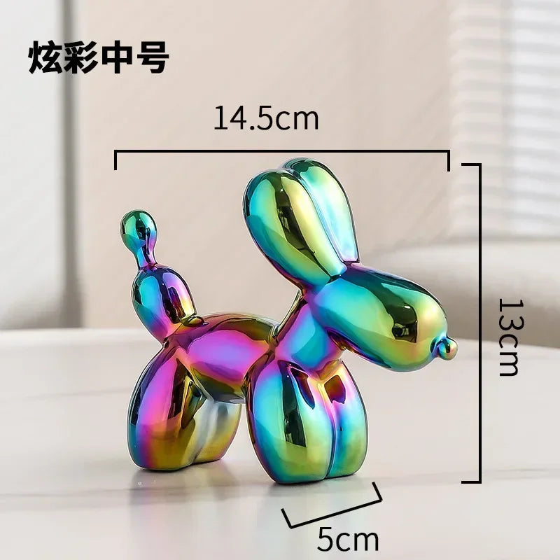 Nordic Ceramic Balloon Dog Sculpture Gold Animal Decorations Statue Living Room Ornaments Creative Desktop Ornament Home Decor