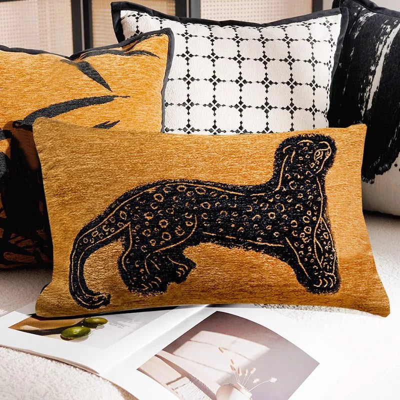 Luxury Embroidered Decorative Cushion with Horse Print for Sofa and Living Room