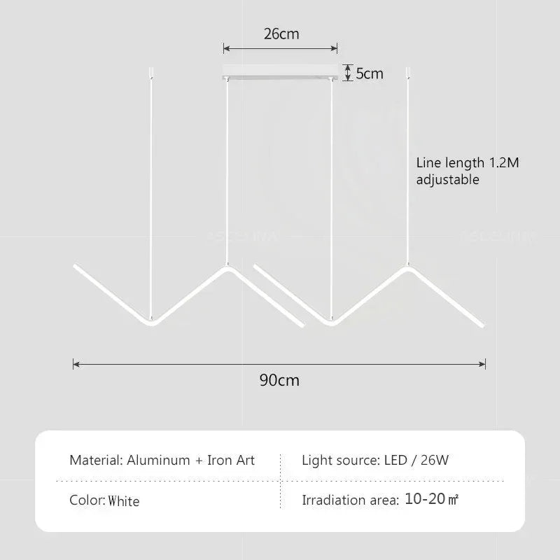 Modern LED Pendant Light – Nordic Gold Chandelier for Kitchen, Dining Room, and Restaurant, Z-Shape Design with Remote Control