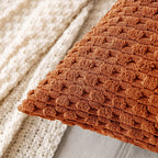 Soft Ribbed Velvet Decorative Pillow with Stripes in Boho Style for Sofa and Bed