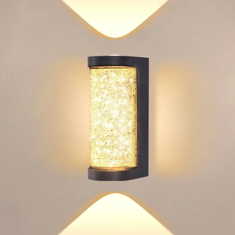Modern Waterproof LED Outdoor Wall Lamp – Crystal Wall Sconce for Garden, Patio, and Doorway Lighting