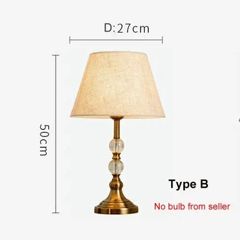 American Imitation Copper Crystal Bedside Lamp - Modern European Style Desk Lamp