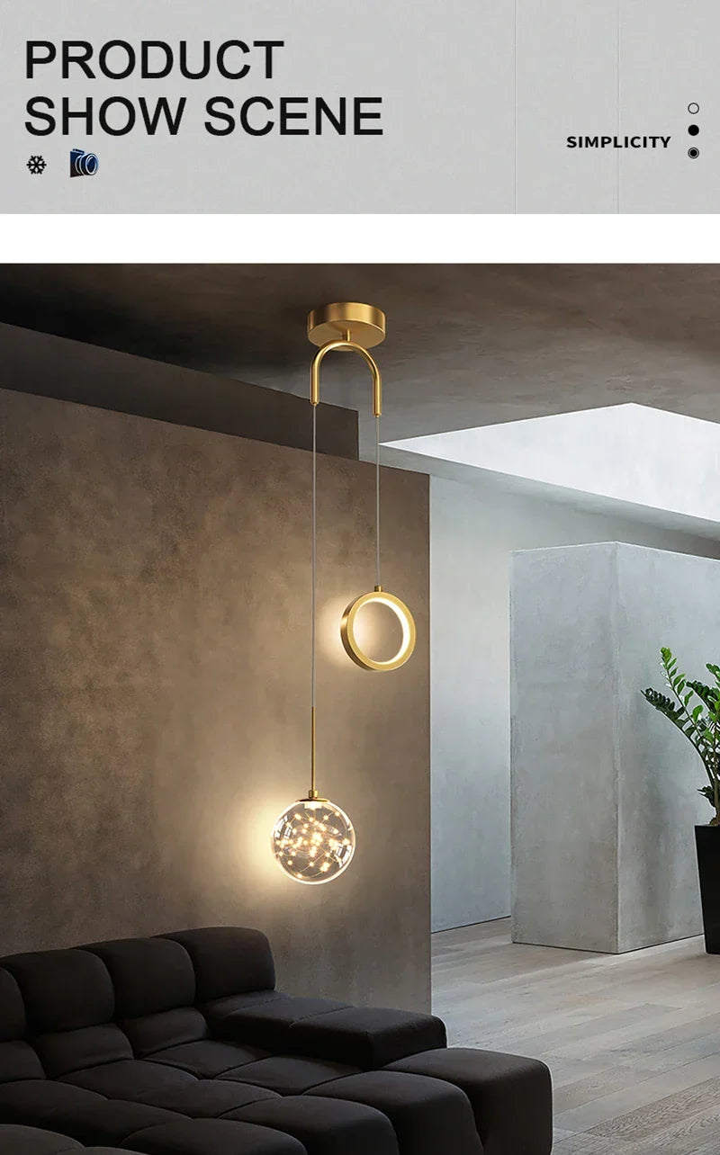Modern LED Pendant Light – 2-Way Indoor Hanging Lamp for Living Room, Bedroom, Dining Table with Adjustable 3 Light Colors