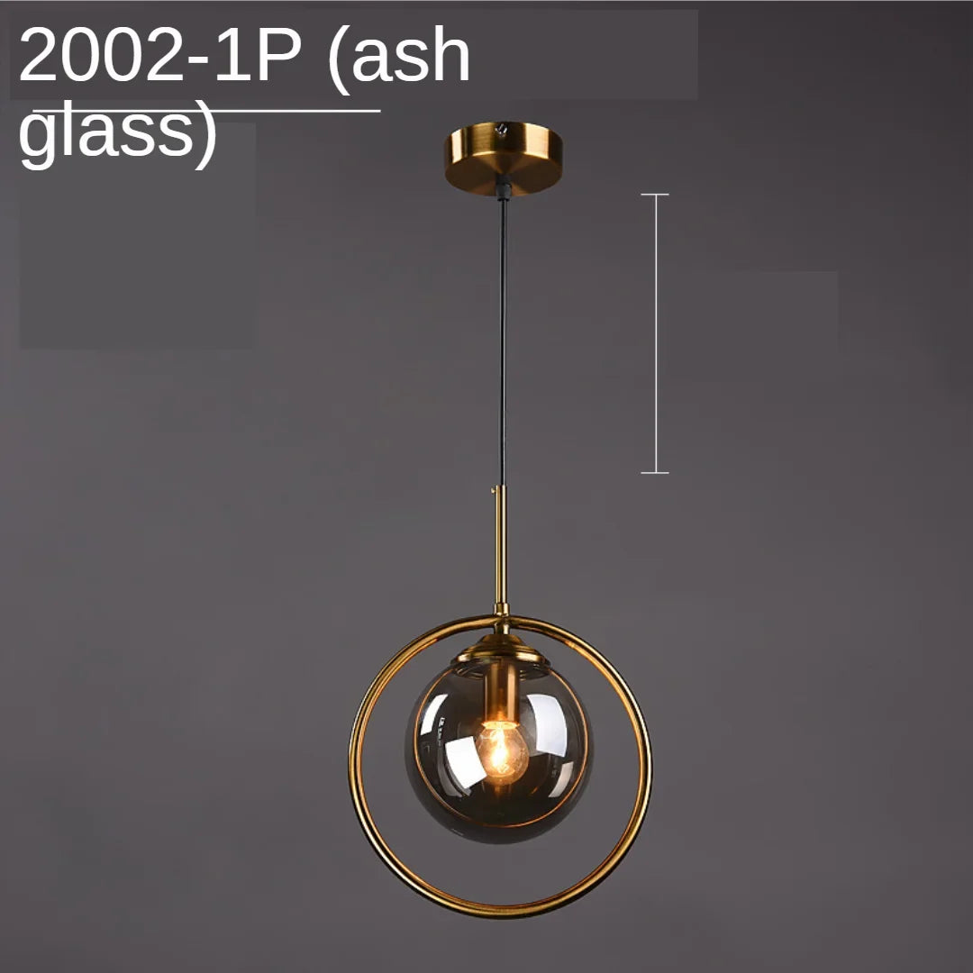 Modern Glass Pendant Lights for Bedroom Bedside Bathroom Hanging Lamp Ceiling Chandeliers Hotel Restaurant Decoration Ring