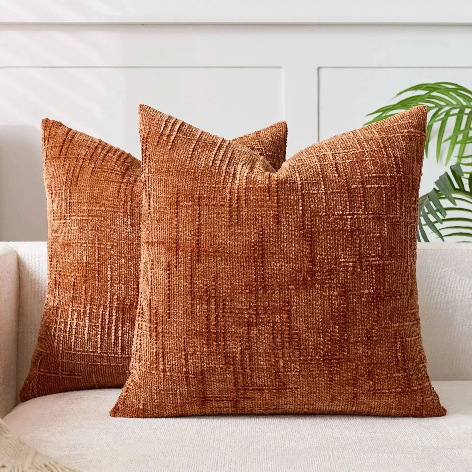 Chenille Throw Pillow Cover Bamboo Texture Solid Color