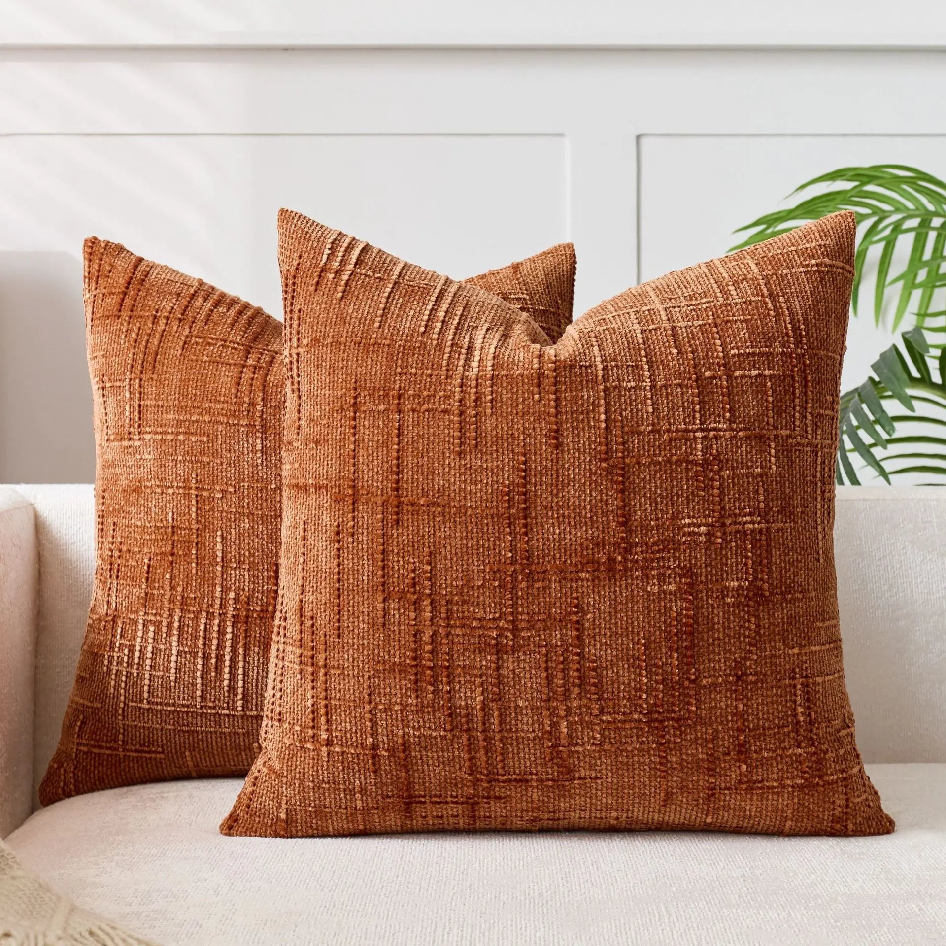 Chenille Cushion with Bamboo Texture in Solid Color for Sofa and Bedroom