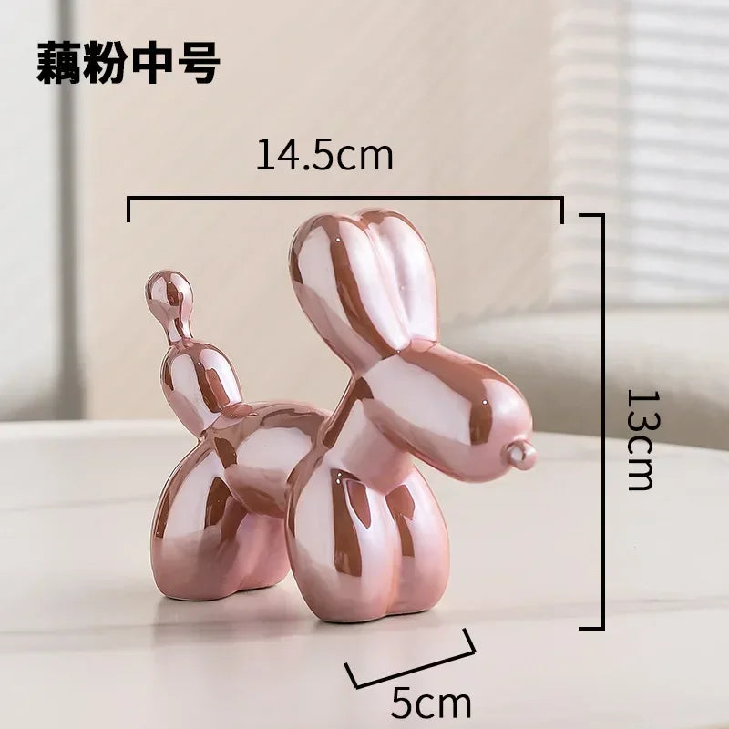 Nordic Ceramic Balloon Dog Sculpture Gold Animal Decorations Statue Living Room Ornaments Creative Desktop Ornament Home Decor
