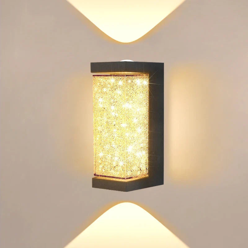 Modern Waterproof LED Outdoor Wall Lamp – Crystal Wall Sconce for Garden, Patio, and Doorway Lighting