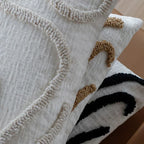 Boho Chenille Cushion with Soft Geometric Lines for Sofa and Living Room