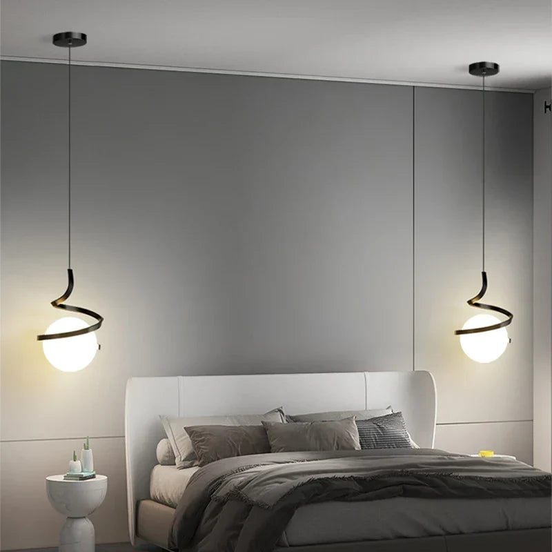 Nordic Glass LED Pendant Light – 3-Color Temperature, 1-Way Hanging Lamp for Dining, Bedroom, and Living Room Decor (5-10 sq m Coverage)