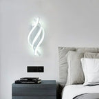 Modern LED Wall Light – Curved Spiral Design, Up & Down Wall Sconce for Living Room, Bedroom, Kitchen, and Bathroom, Black, Gold & White