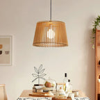 Modern Japanese Birdcage Pendant Lamp – Wooden Bucket Chandelier for Living Room, Bedroom, and Bar Décor