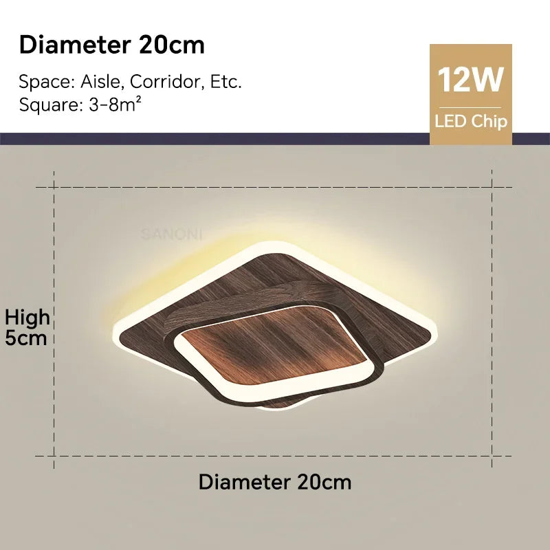 Modern LED Ceiling Lamp - Square Ceiling Light Fixture for Living Room, Stair, Aisle, and More