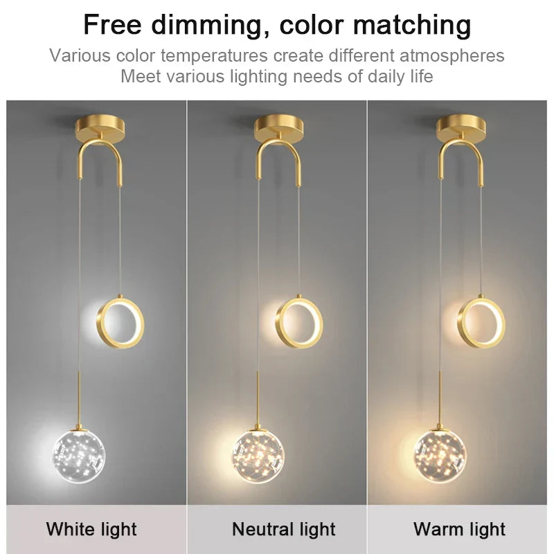 Modern LED Pendant Light – 2-Way Indoor Hanging Lamp for Living Room, Bedroom, Dining Table with Adjustable 3 Light Colors