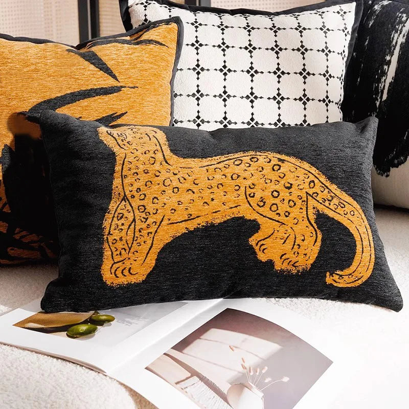 Luxury Embroidered Decorative Cushion with Horse Print for Sofa and Living Room