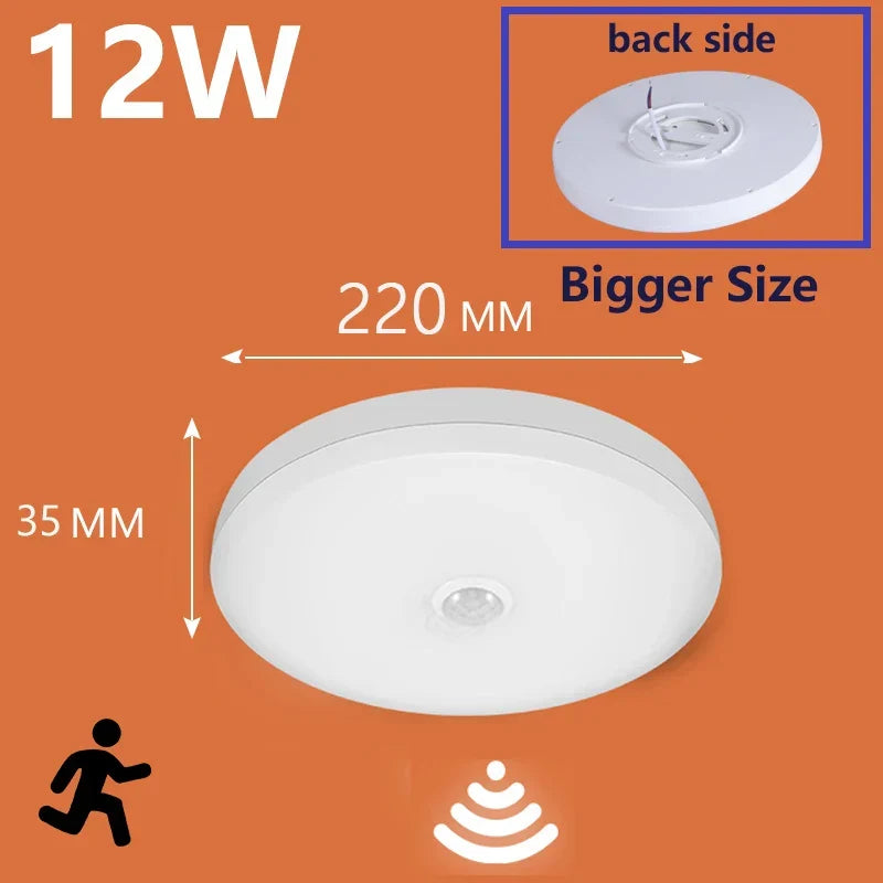 LED PIR Motion Sensor Ceiling Lamp - Modern Light Fixtures for Bedroom, Living Room, Stairs Lighting