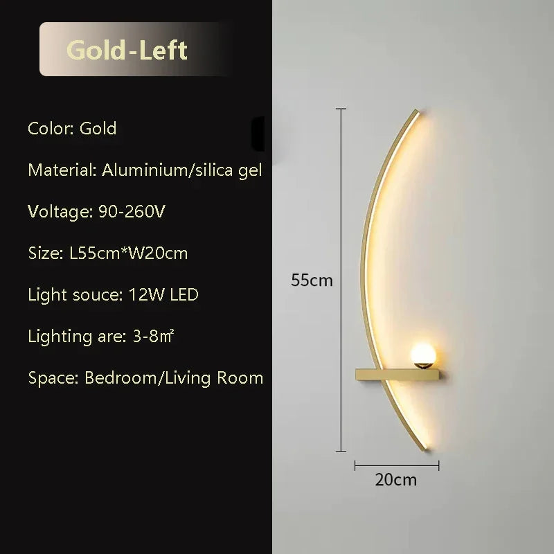Modern LED Wall Lamp Black Gold - Sleek Long Strip Design for Versatile Illumination