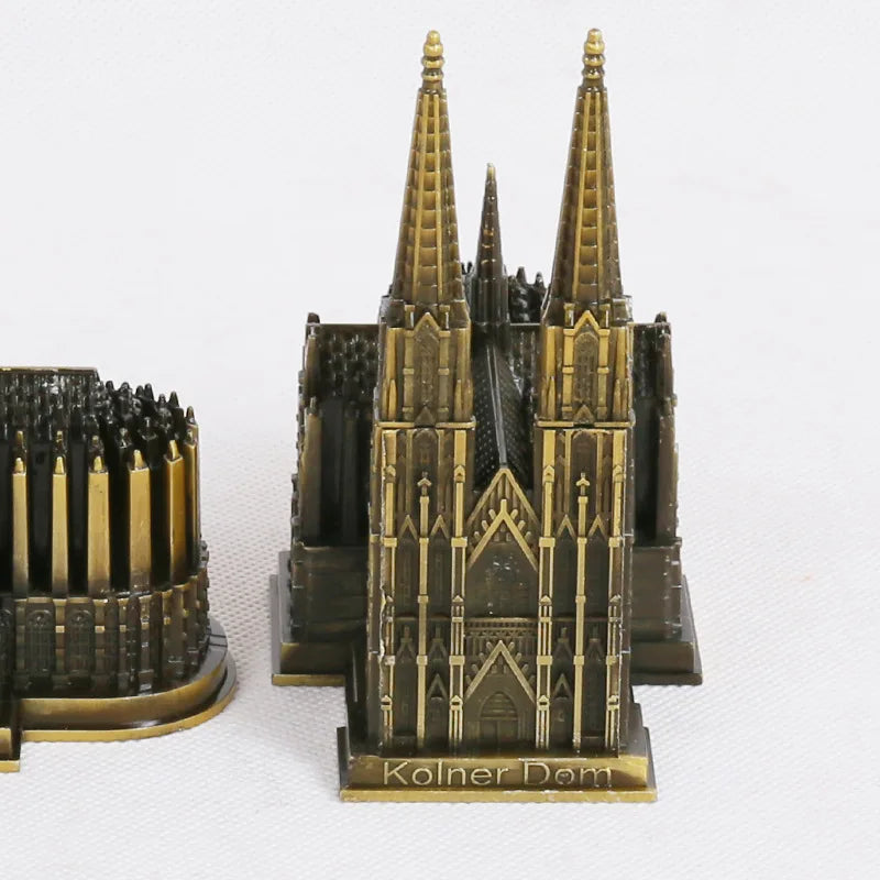 Cologne Cathedral Model Metal Antique Bronze Germany Cologne Cathedral Building Figurine World Famous Landmark Architecture Decoration