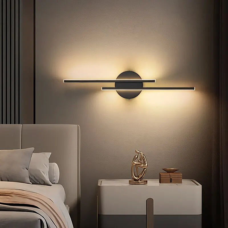 Modern Dual-Line LED Wall Lamp – Dimmable Up & Down Wall Light for Bedroom, Study, Dining Room, and TV Background Decor