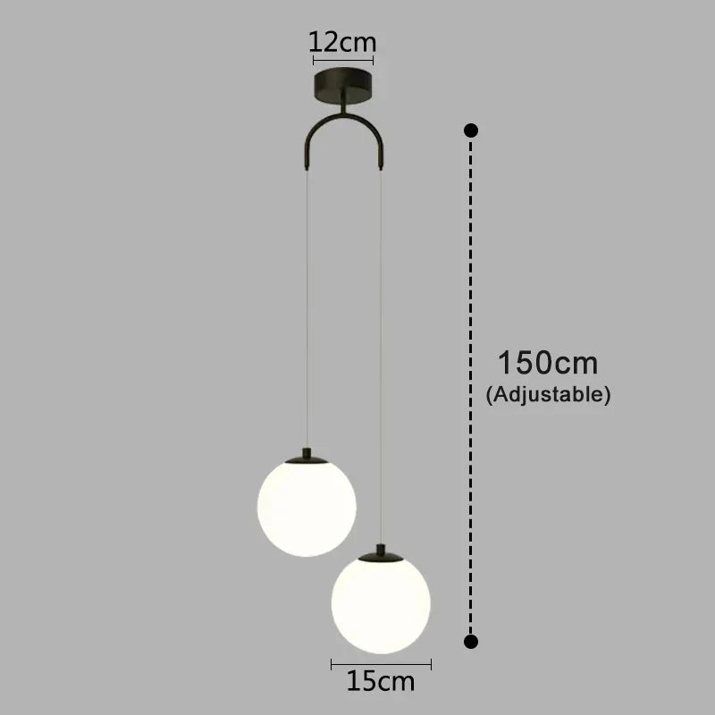 Modern Glass LED Pendant Light – Nordic Style Hanging Lamp for Living Room, Bedroom, Restaurant, and Bar, 220V AC, Indoor Lighting Fixture
