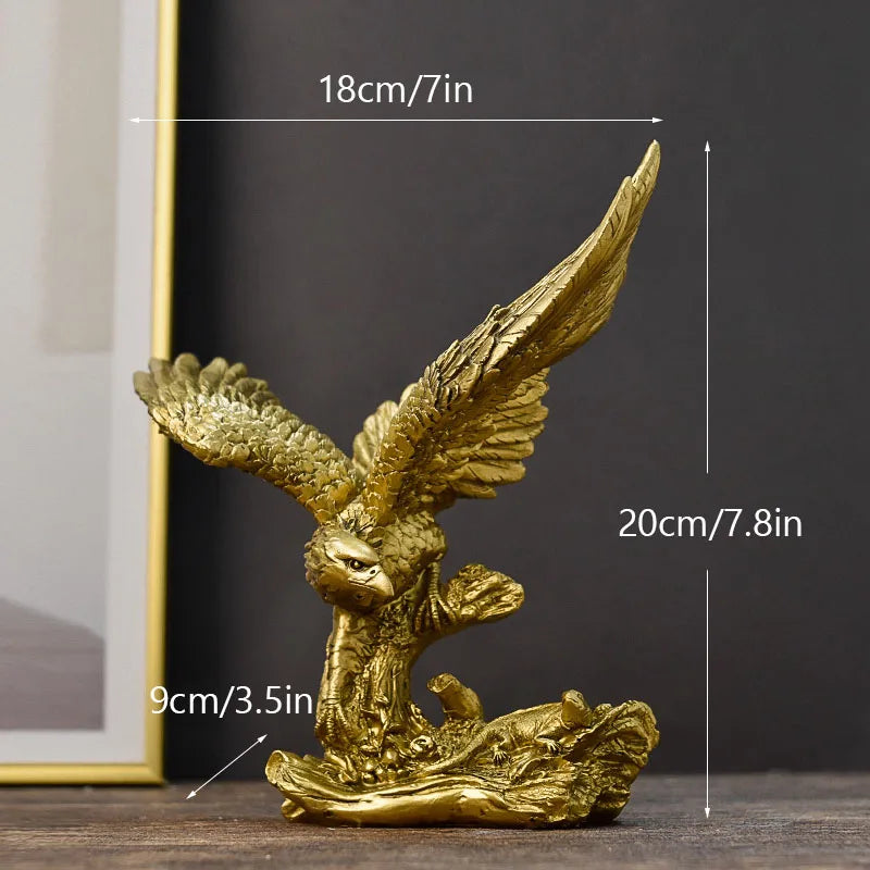 Resin Golden Eagle Statue Art Animal Model Collection Ornament Home Office Desk Feng Shui Decor Figures simple