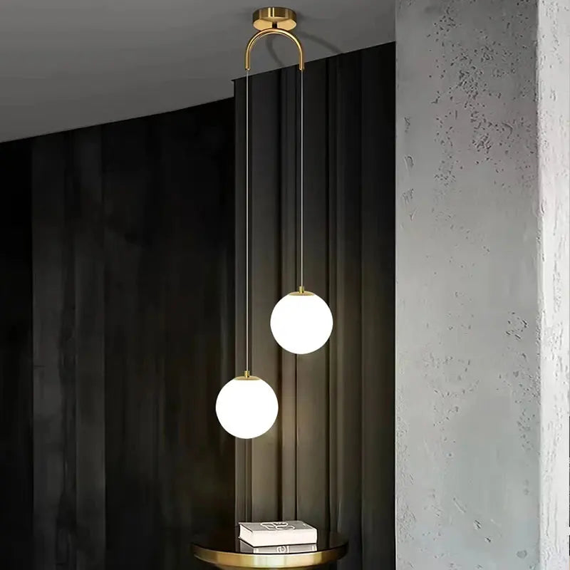 Modern Glass LED Pendant Light – Nordic Style Hanging Lamp for Living Room, Bedroom, Restaurant, and Bar, 220V AC, Indoor Lighting Fixture
