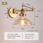 Nordic LED Glass Wall Lamp – Swing Arm Telescopic Folding Reading Light for Bedroom, Living Room, and Study, Adjustable Long Pole Design