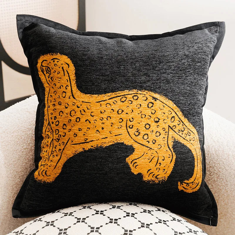 Luxury Embroidered Decorative Cushion with Horse Print for Sofa and Living Room