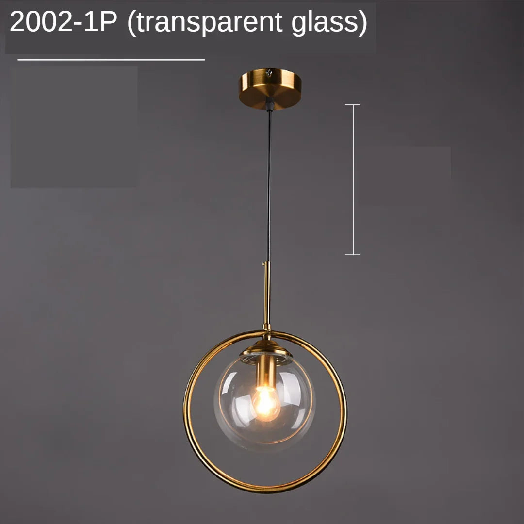 Modern Glass Pendant Lights for Bedroom Bedside Bathroom Hanging Lamp Ceiling Chandeliers Hotel Restaurant Decoration Ring
